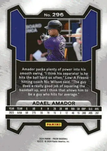 2024 Panini Prizm #296 Adael Amador NM-MT Rockies ID:76556 - Baseball Card Single