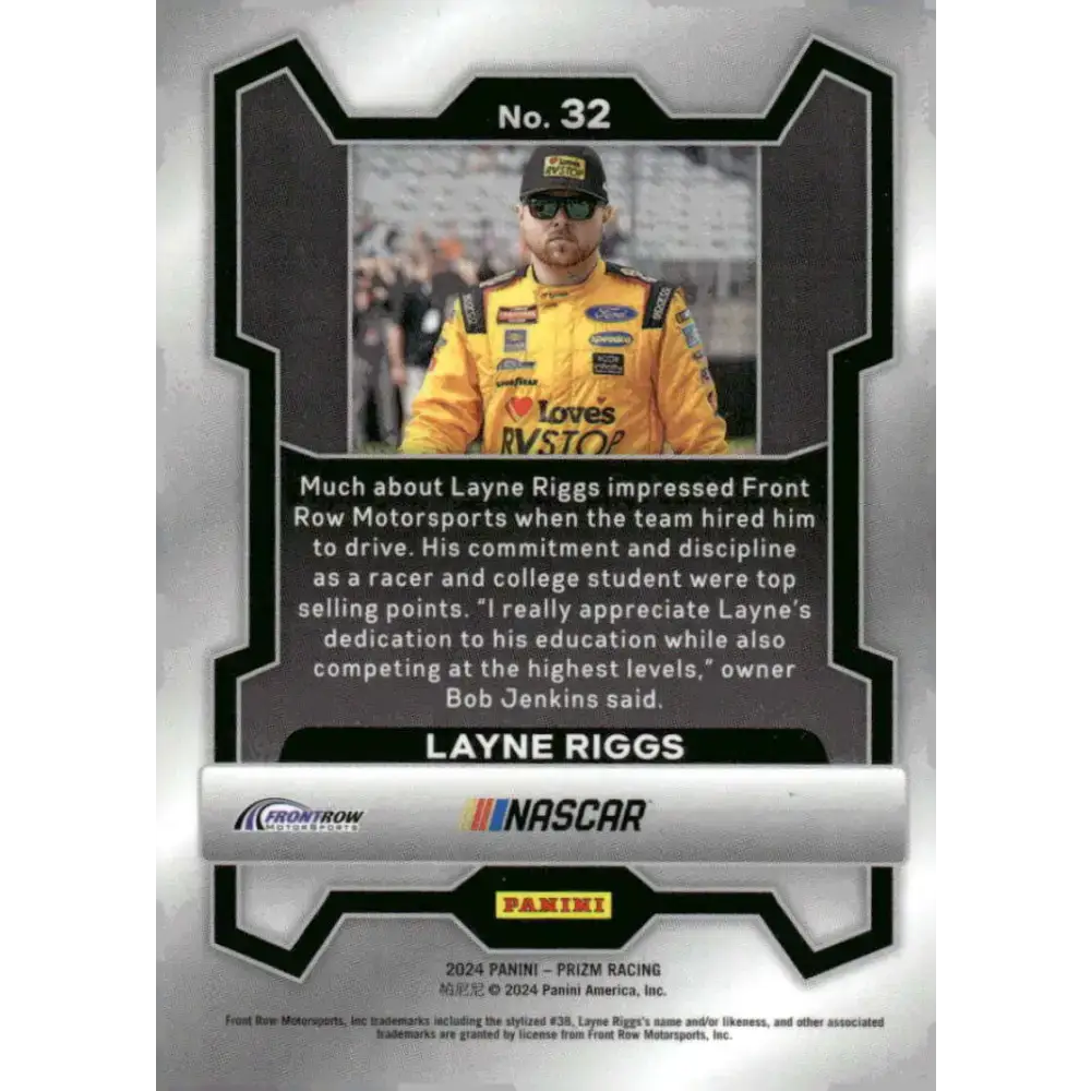 2024 Panini Prizm #32 Layne Riggs NM-MT Loves RV Stops/Front Row Motorsports/Ford Racing Card - Racing Card Single