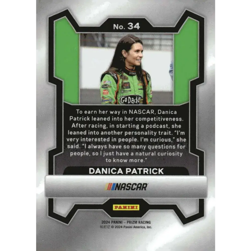 2024 Panini Prizm #34 Danica Patrick NM-MT GoDaddy.com/Stewart-Haas Racing/Chevrolet Racing Card - Racing Card Single