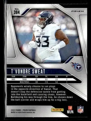 2024 Panini Prizm #394 T’Vondre Sweat Pink - Football Card Single