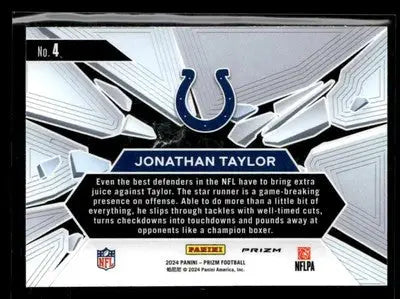 2024 Panini Prizm #4 Jonathan Taylor Prizm Break Wave Green Prizm Colts - Football Card Single