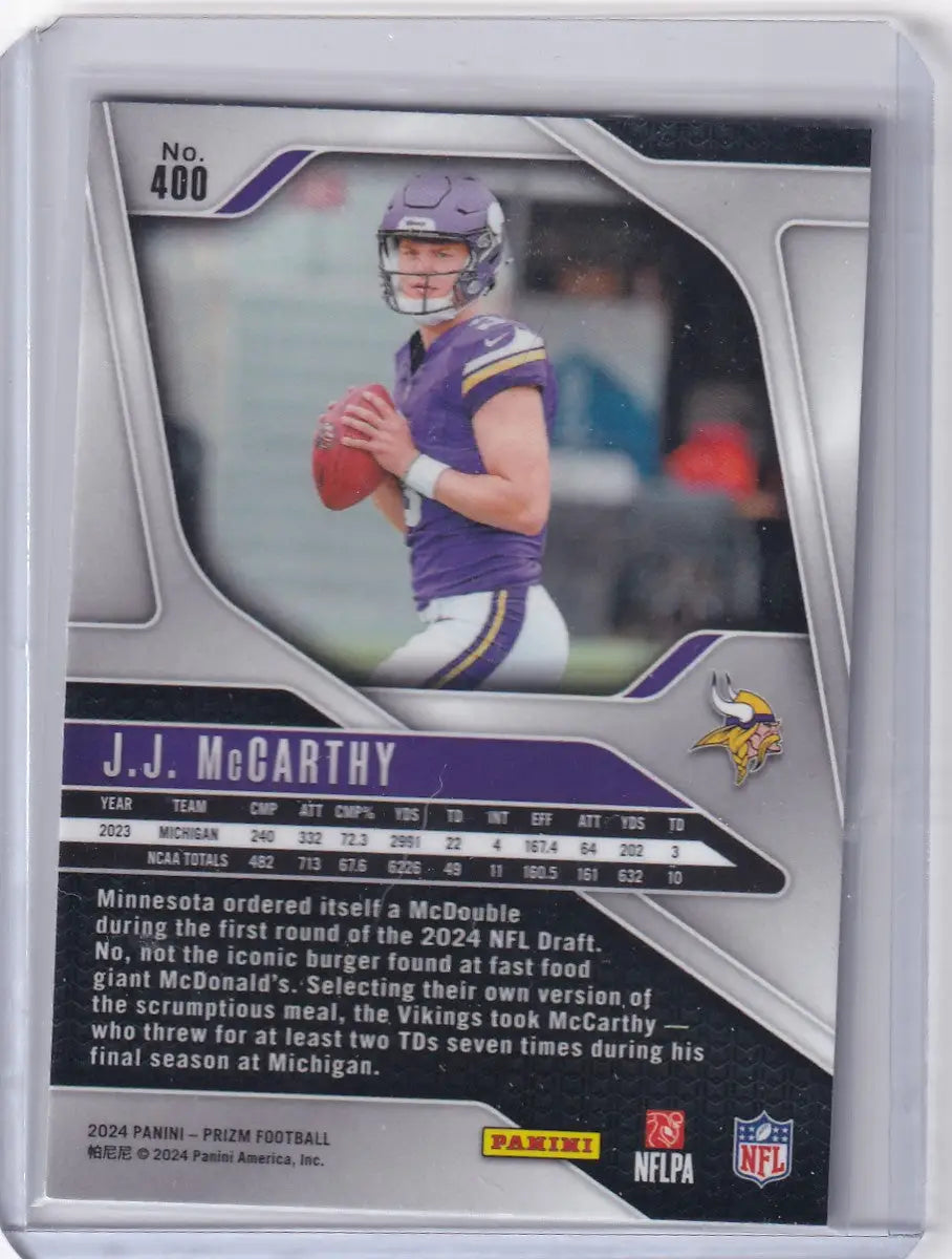 2024 Panini Prizm #400 JJ McCarthy - Minnesota Vikings