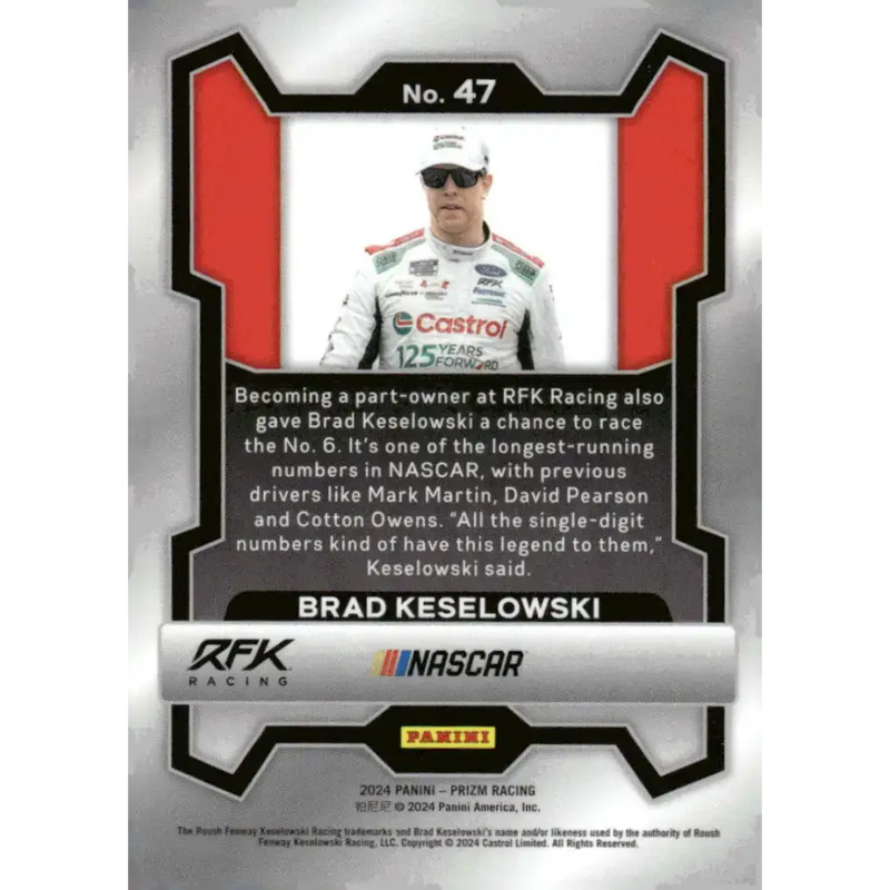 2024 Panini Prizm #47 Brad Keselowski NM-MT Castrol Edge/RFK Racing/Ford Racing Card - Racing Card Single