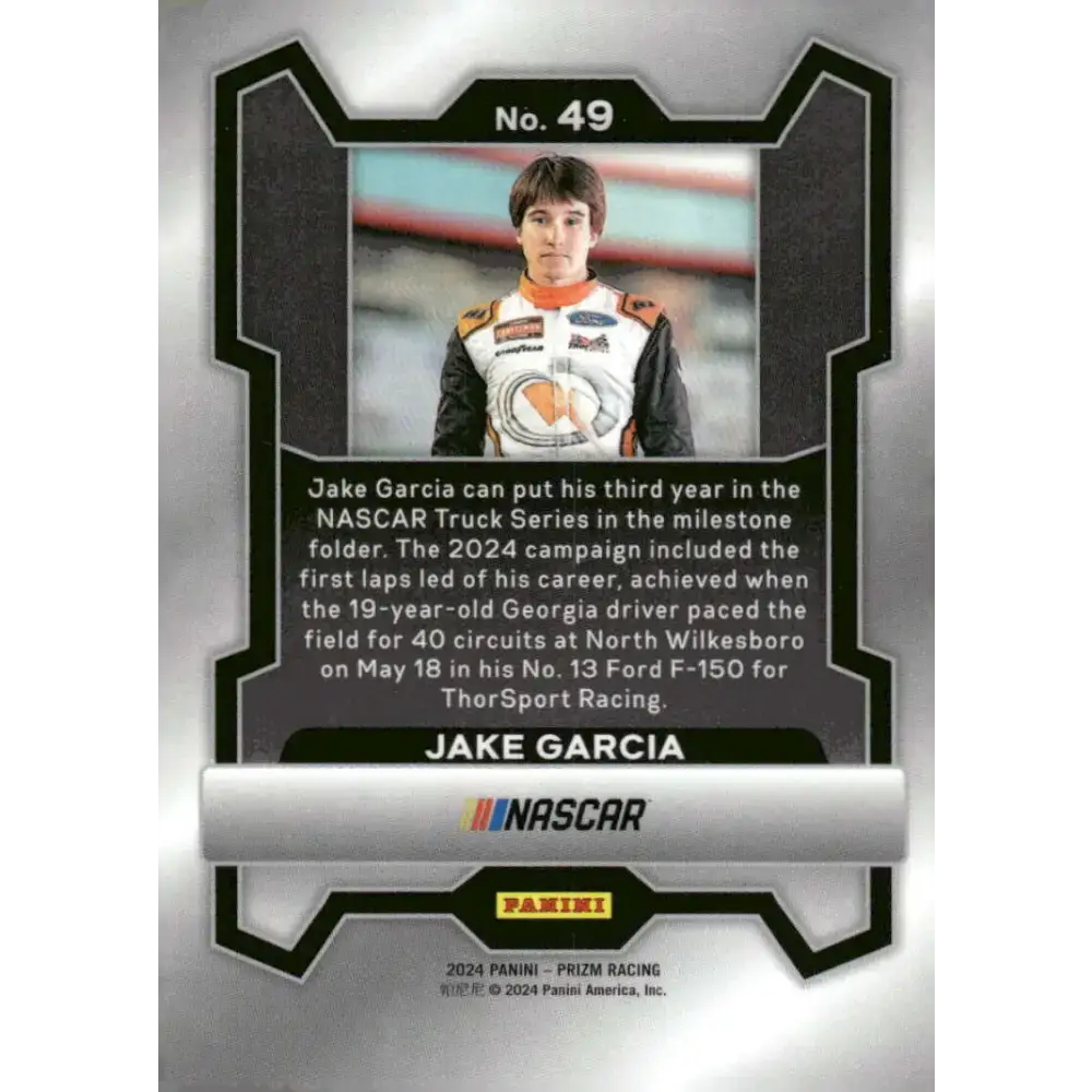 2024 Panini Prizm #49 Jake Garcia NM-MT Quanta/ThorSport Racing/Ford Racing Card - Racing Card Single