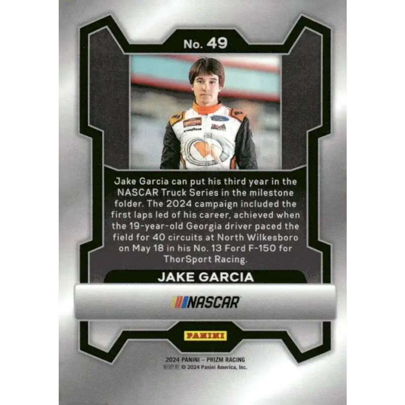 2024 Panini Prizm #49 Jake Garcia NM-MT Quanta/ThorSport Racing/Ford Racing Card - Racing Card Single