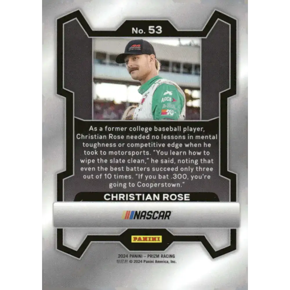 2024 Panini Prizm #53 Christian Rose NM-MT Visit West Virginia/AM Racing/Ford Racing Card - Racing Card Single