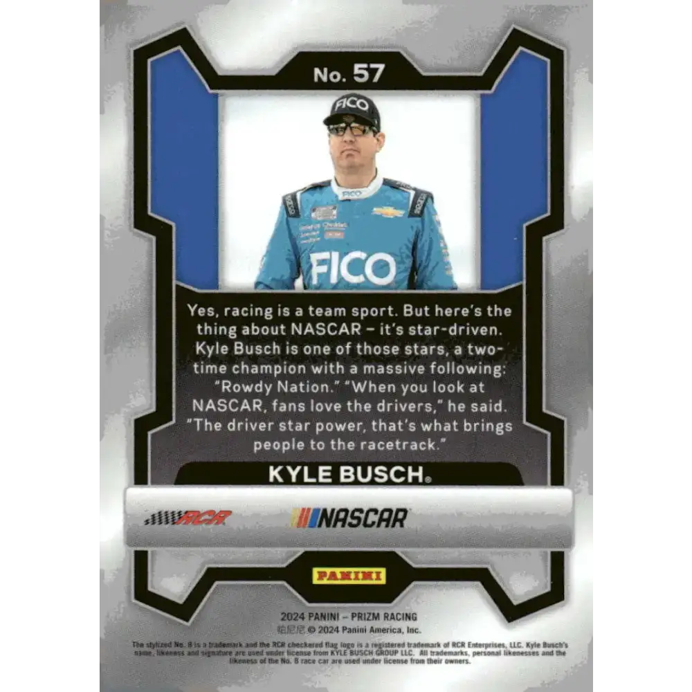 2024 Panini Prizm #57 Kyle Busch NM-MT FICO/Richard Childress Racing/Chevrolet Racing Card - Racing Card Single
