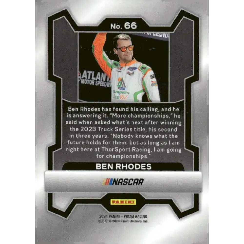 2024 Panini Prizm #66 Ben Rhodes NM-MT Campers Inn RV/ThorSport Racing/Ford Racing Card - Racing Card Single