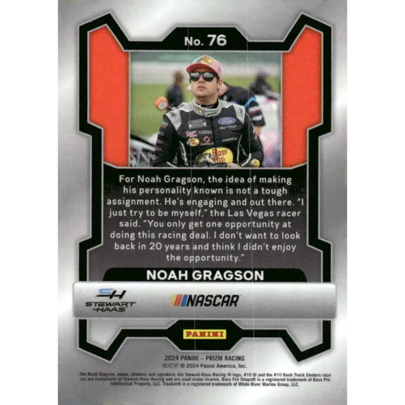 2024 Panini Prizm #76 Noah Gragson NM-MT Bass Pro Shops/Stewart-Haas Racing/Ford Racing Card - Racing Card Single