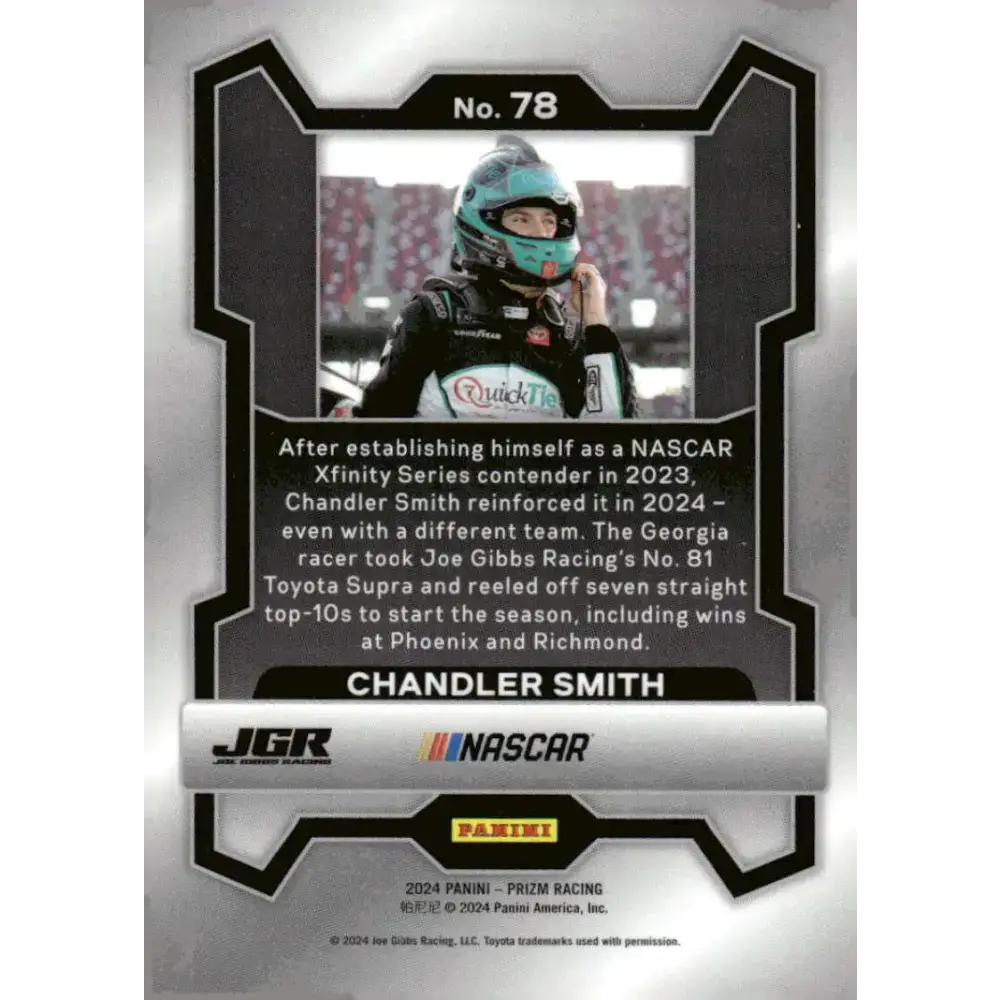 2024 Panini Prizm #78 Chandler Smith NM-MT Quick Tie/Joe Gibbs Racing/Toyota Racing Card - Racing Card Single