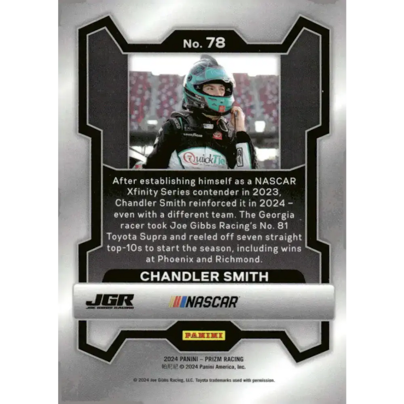 2024 Panini Prizm #78 Chandler Smith NM-MT Quick Tie/Joe Gibbs Racing/Toyota Racing Card - Racing Card Single