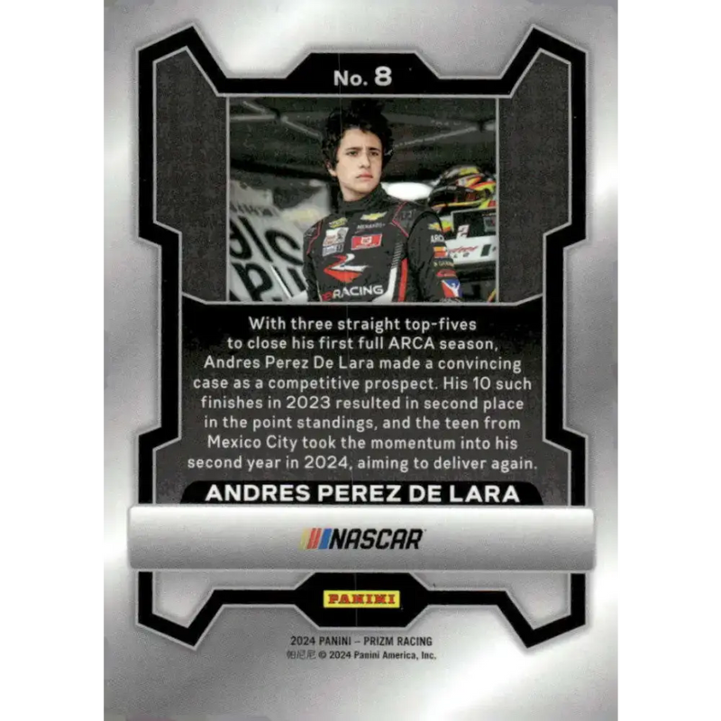 2024 Panini Prizm #8 Andres Perez De Lara NM-MT Max Siegel Inc./Rev Racing/Chevrolet Racing Card - Racing Card Single