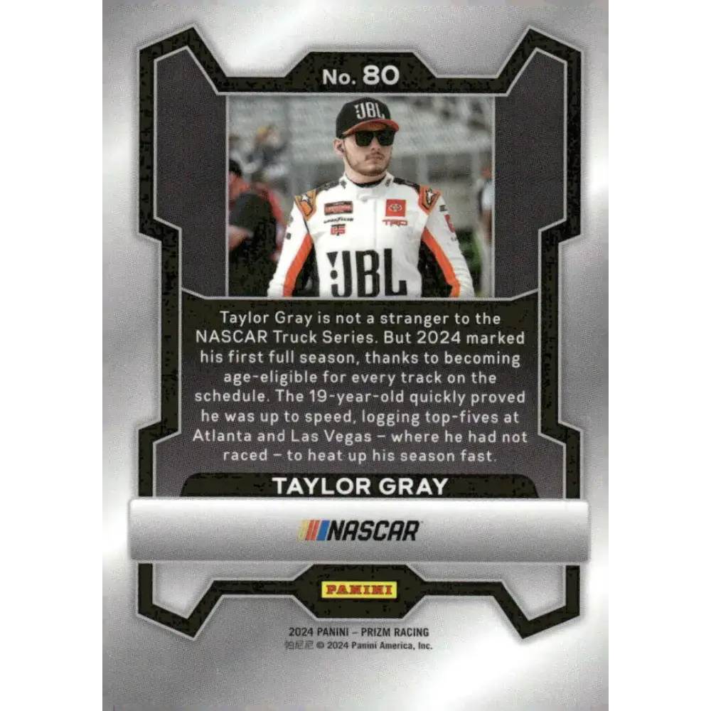 2024 Panini Prizm #80 Taylor Gray NM-MT JBL/Tricon Garage/Toyota Racing Card - Racing Card Single