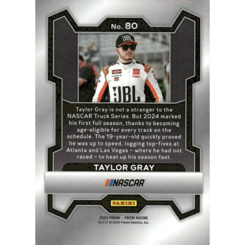 2024 Panini Prizm #80 Taylor Gray NM-MT JBL/Tricon Garage/Toyota Racing Card - Racing Card Single