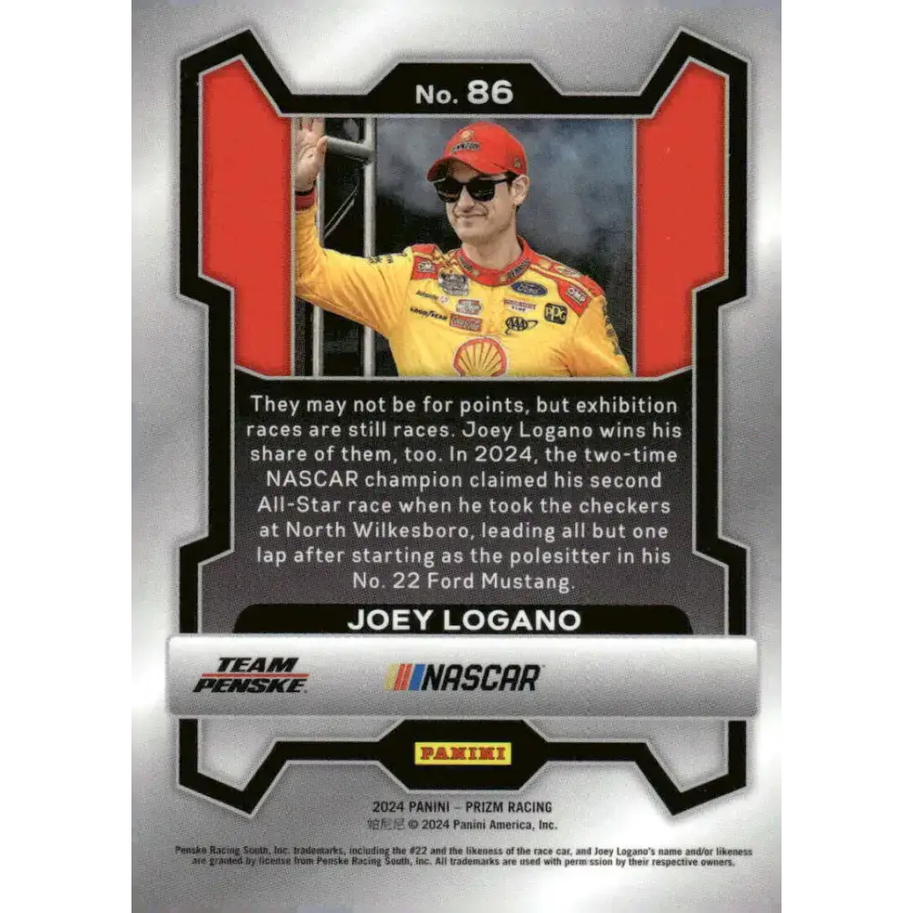 2024 Panini Prizm #86 Joey Logano NM-MT Shell-Pennzoil/Team Penske/Ford Racing Card - Racing Card Single