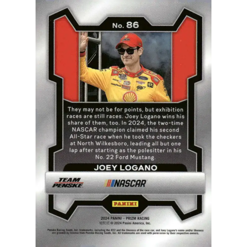 2024 Panini Prizm #86 Joey Logano NM-MT Shell-Pennzoil/Team Penske/Ford Racing Card - Racing Card Single