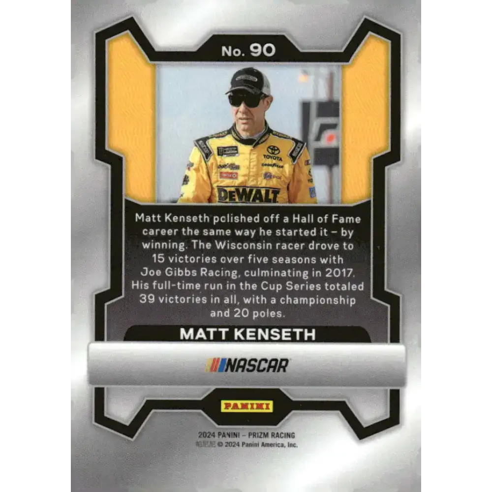 2024 Panini Prizm #90 Matt Kenseth NM-MT DeWalt/Joe Gibbs Racing/Toyota Racing Card - Racing Card Single