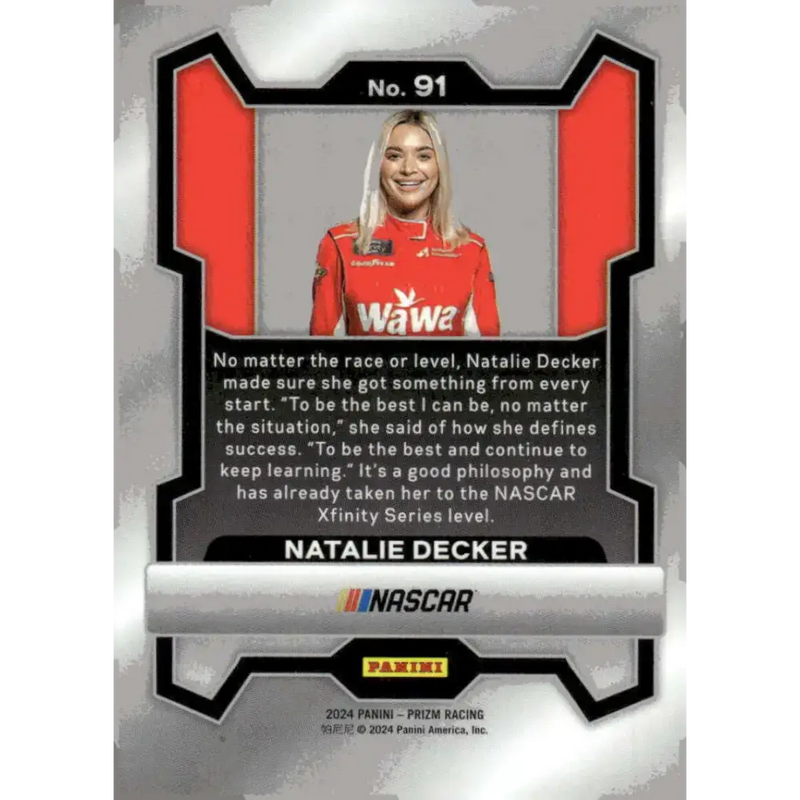 2024 Panini Prizm #91 Natalie Decker NM-MT Wawa/DGM Racing/Chevrolet Racing Card - Racing Card Single