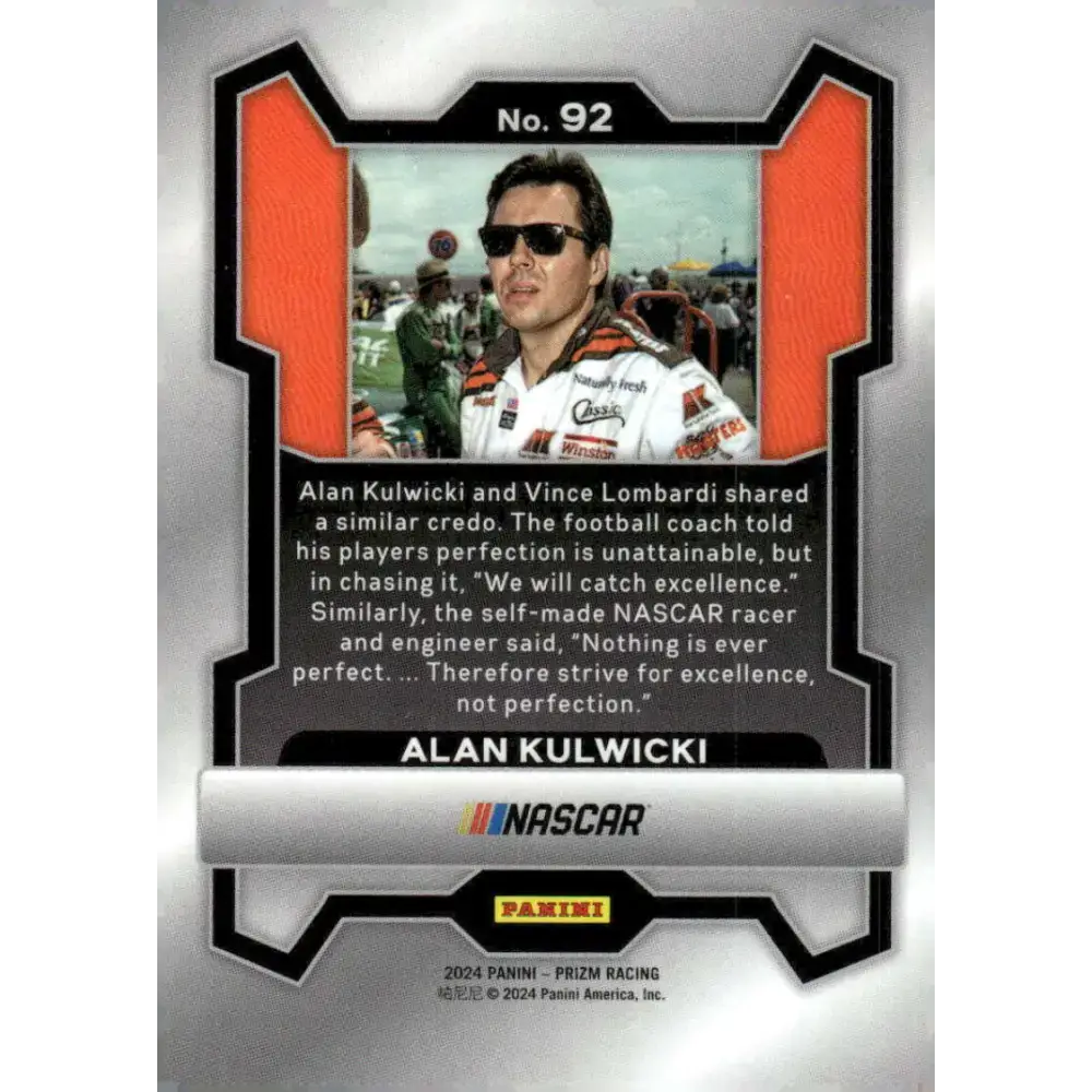 2024 Panini Prizm #92 Alan Kulwicki NM-MT Hooters/Alan Kulwicki/Ford Racing Card - Racing Card Single