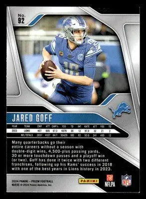 2024 Panini Prizm #92 Jared Goff - Football Card Single