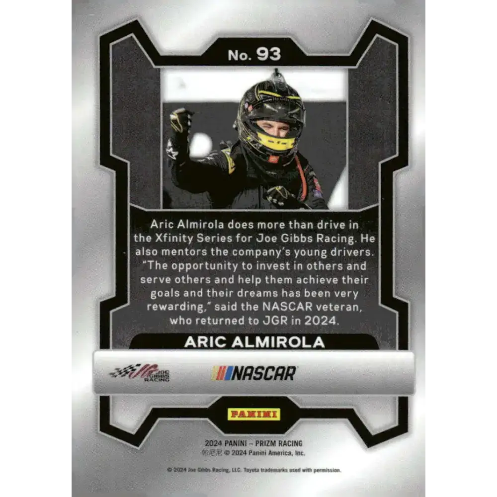 2024 Panini Prizm #93 Aric Almirola NM-MT He Gets Us/Joe Gibbs Racing/Toyota Racing Card - Racing Card Single