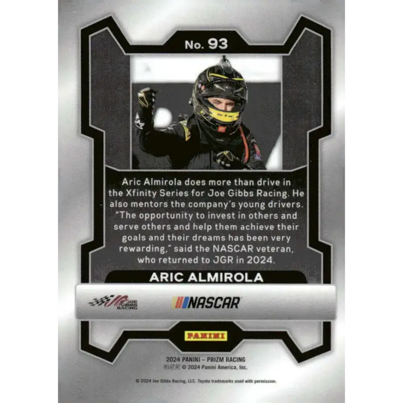 2024 Panini Prizm #93 Aric Almirola NM-MT He Gets Us/Joe Gibbs Racing/Toyota Racing Card - Racing Card Single