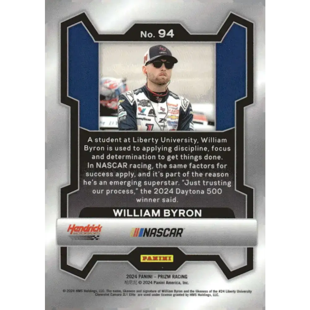 2024 Panini Prizm #94 William Byron NM-MT Liberty University/Hendrick Motorsports/Chevrolet Racing Card - Racing Card