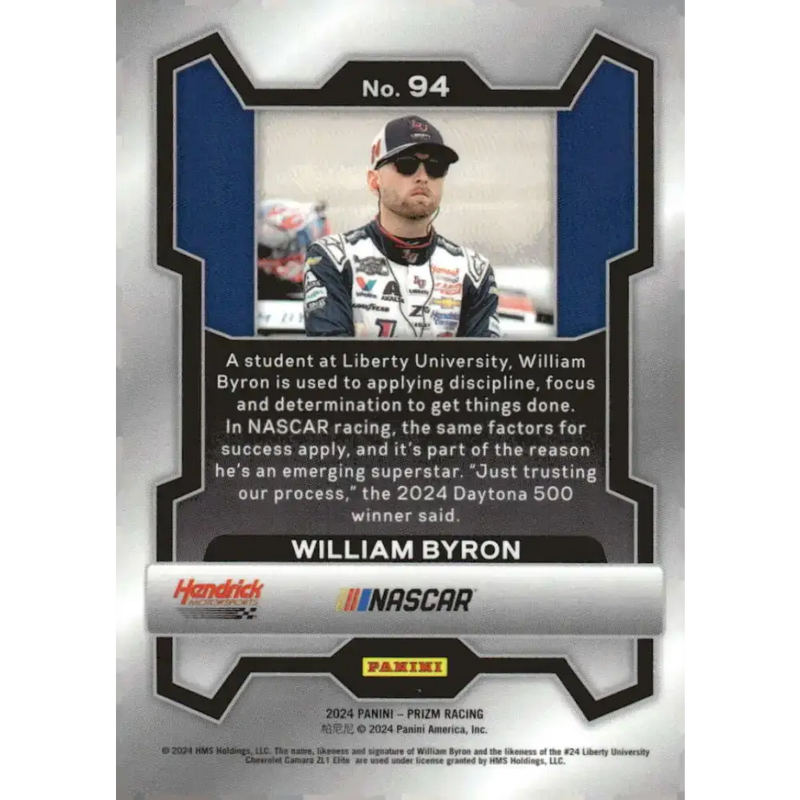 2024 Panini Prizm #94 William Byron NM-MT Liberty University/Hendrick Motorsports/Chevrolet Racing Card - Racing Card