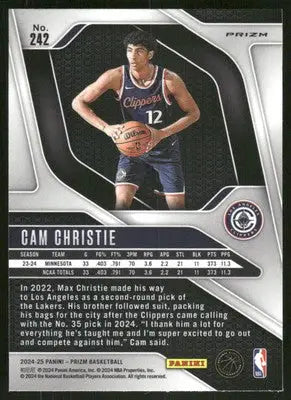 2024 Panini Prizm Basketball Cam Christie #242 Pink Pink Ice Basketball - Basketball Card Single