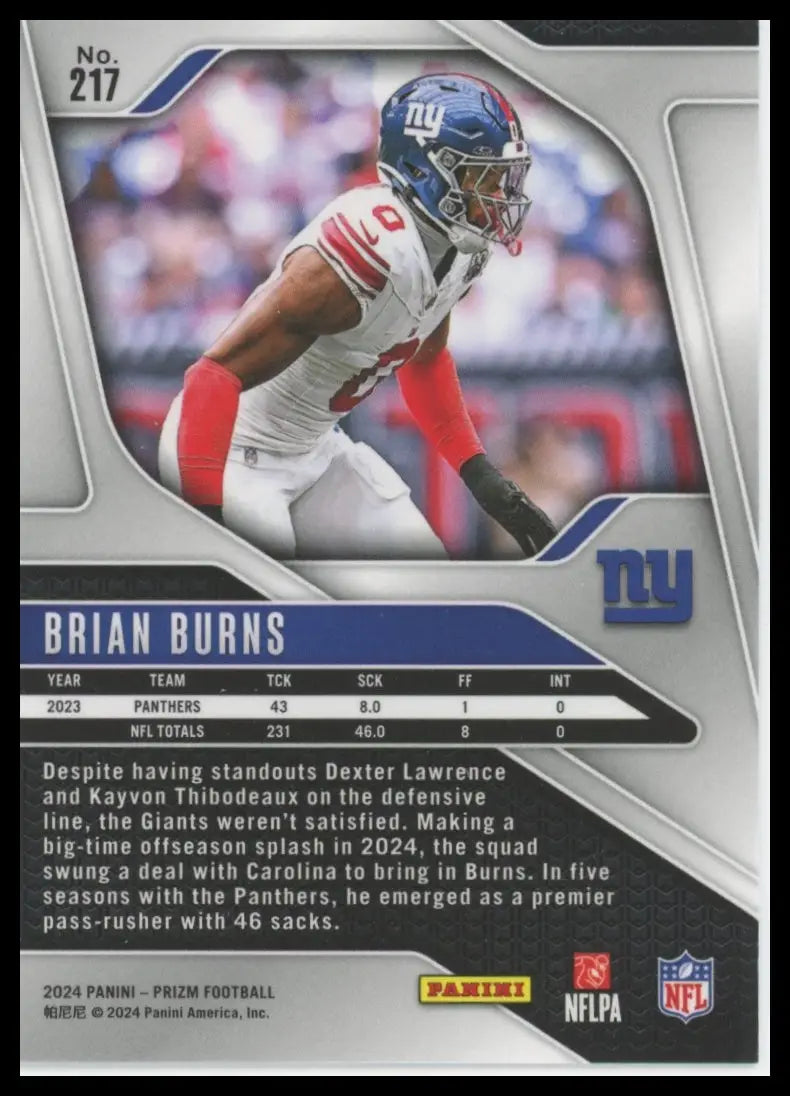 2024 Panini Prizm Brian Burns 217 New York Giants - Football Card Single