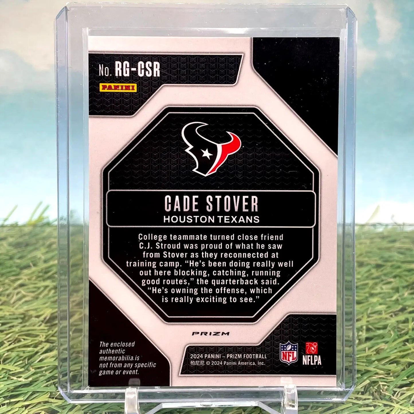 2024 Panini Prizm Cade Stover Silver Prizm Rookie Gear Patch-# RG-CSR Texans RC - Football Card Single