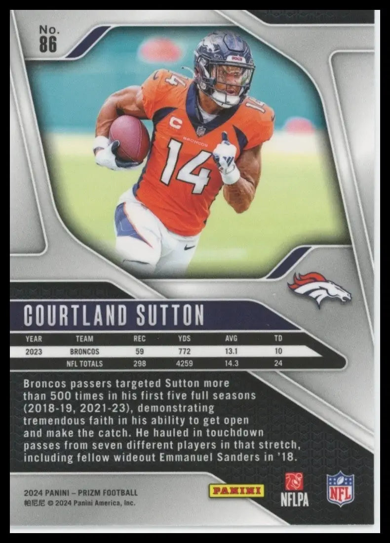 2024 Panini Prizm Courtland Sutton #86 Denver Broncos Football Card NFL Sports - Football Card Single
