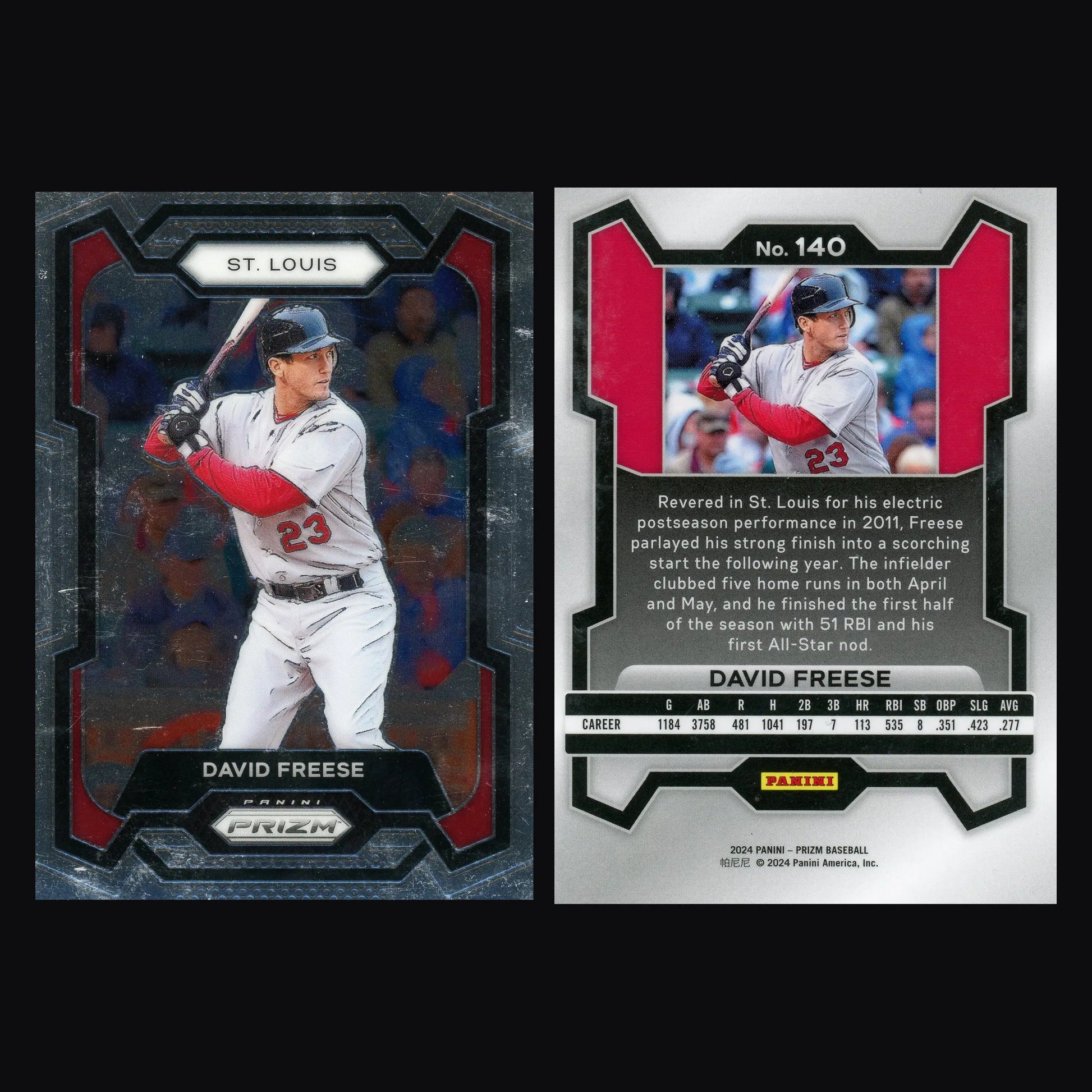 2024 Panini Prizm David Freese #140 St. Louis Cardinals - Baseball Card Single