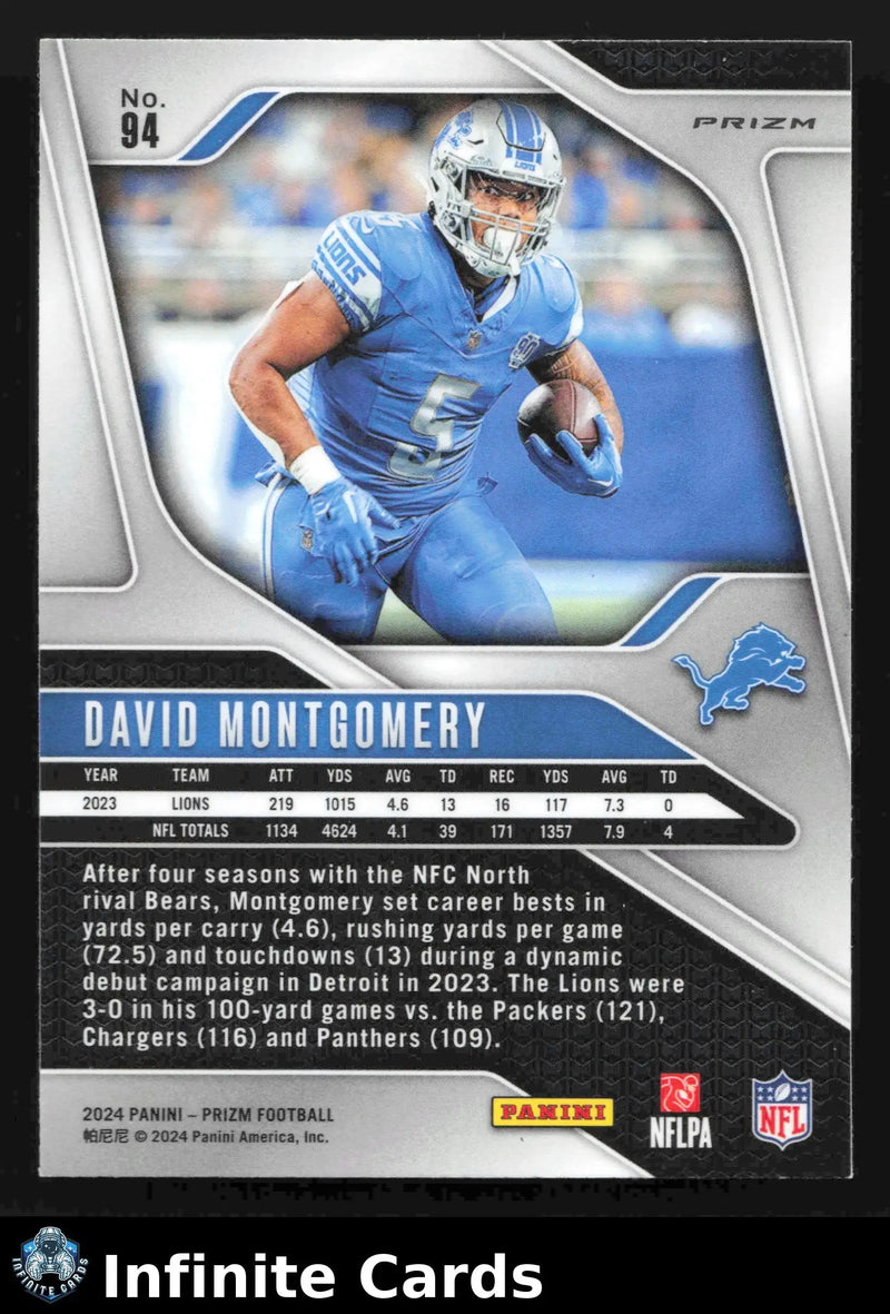 2024 Panini Prizm DAVID MONTGOMERY #94 Silver Prizm Detroit Lions - Football Card Single