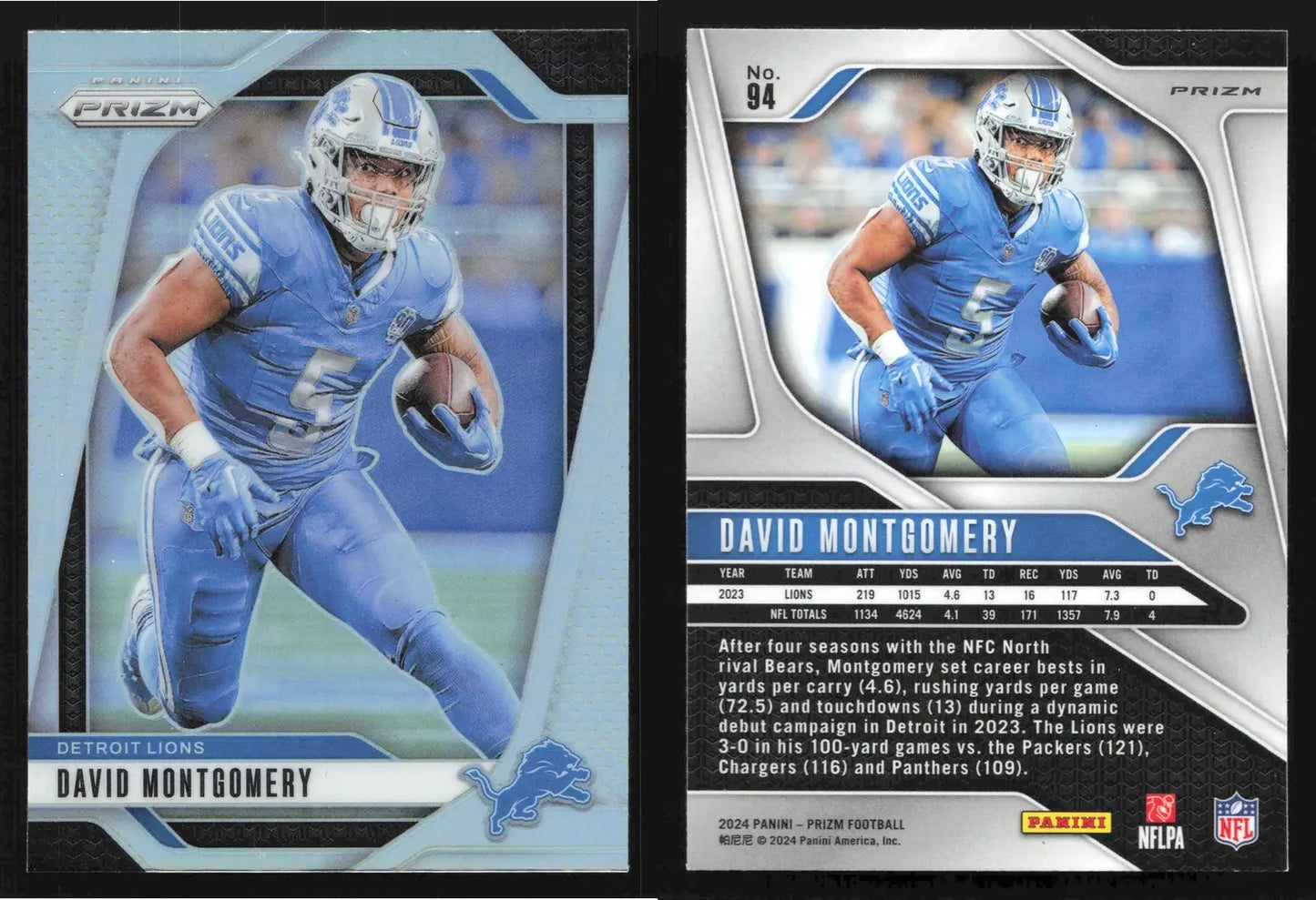 2024 Panini Prizm DAVID MONTGOMERY #94 Silver Prizm Detroit Lions - Football Card Single
