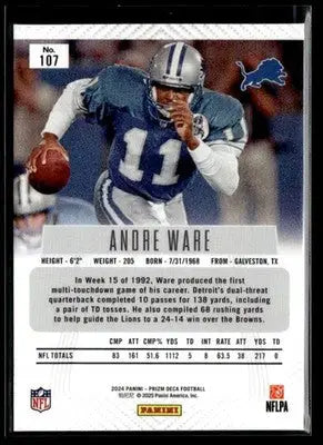 2024 Panini Prizm Deca Andre Ware #107 Detroit Lions
