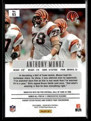 2024 Panini Prizm Deca Anthony Munoz #65 Cincinnati Bengals - Football Card Single