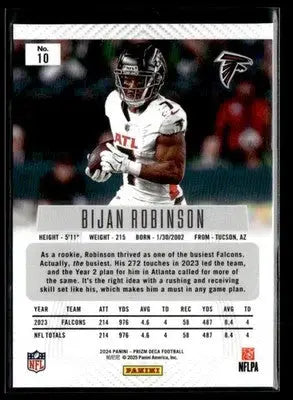 2024 Panini Prizm Deca Bijan Robinson #10 Atlanta Falcons