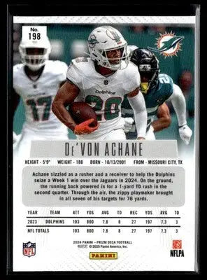 2024 Panini Prizm Deca De’Von Achane #198 Miami Dolphins