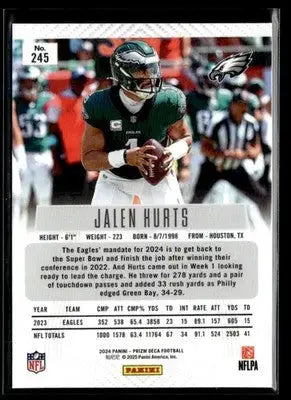 2024 Panini Prizm Deca Jalen Hurts #245 Philadelphia Eagles