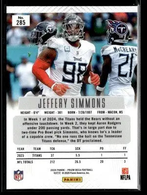 2024 Panini Prizm Deca Jeffery Simmons #285 Tennessee Titans - Football Card Single