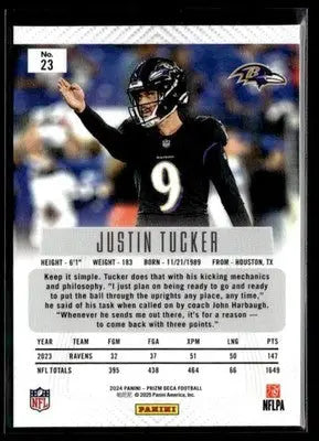 2024 Panini Prizm Deca Justin Tucker #23 Baltimore Ravens