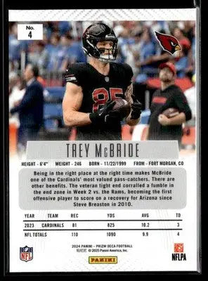 2024 Panini Prizm Deca Trey McBride #4 Arizona Cardinals - Football Card Single