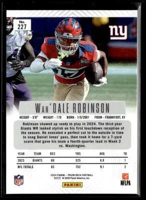 2024 Panini Prizm Deca Wan’Dale Robinson #227 New York Giants