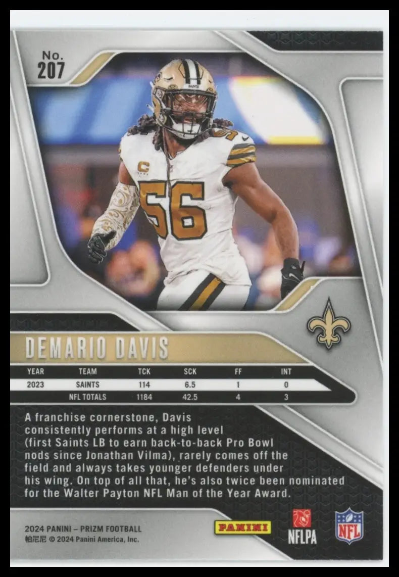 2024 Panini Prizm Demario Davis 207 New Orleans Saints - Football Card Single