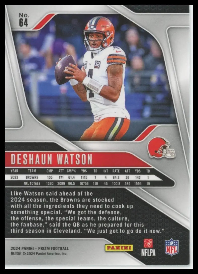 2024 Panini Prizm Deshaun Watson 64 Cleveland Browns - Football Card Single