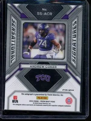 2024 Panini Prizm DP Andrew Coker #SS-ACR Auto Red Ice Sensational Signs RC - Football Card Single