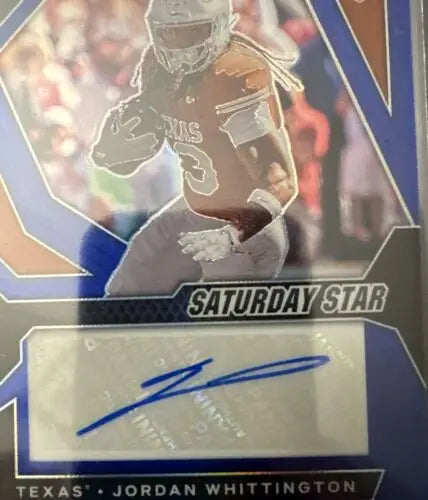 Jordan Whittington autographed football card from Panini Prizm Draft Saturday Star series