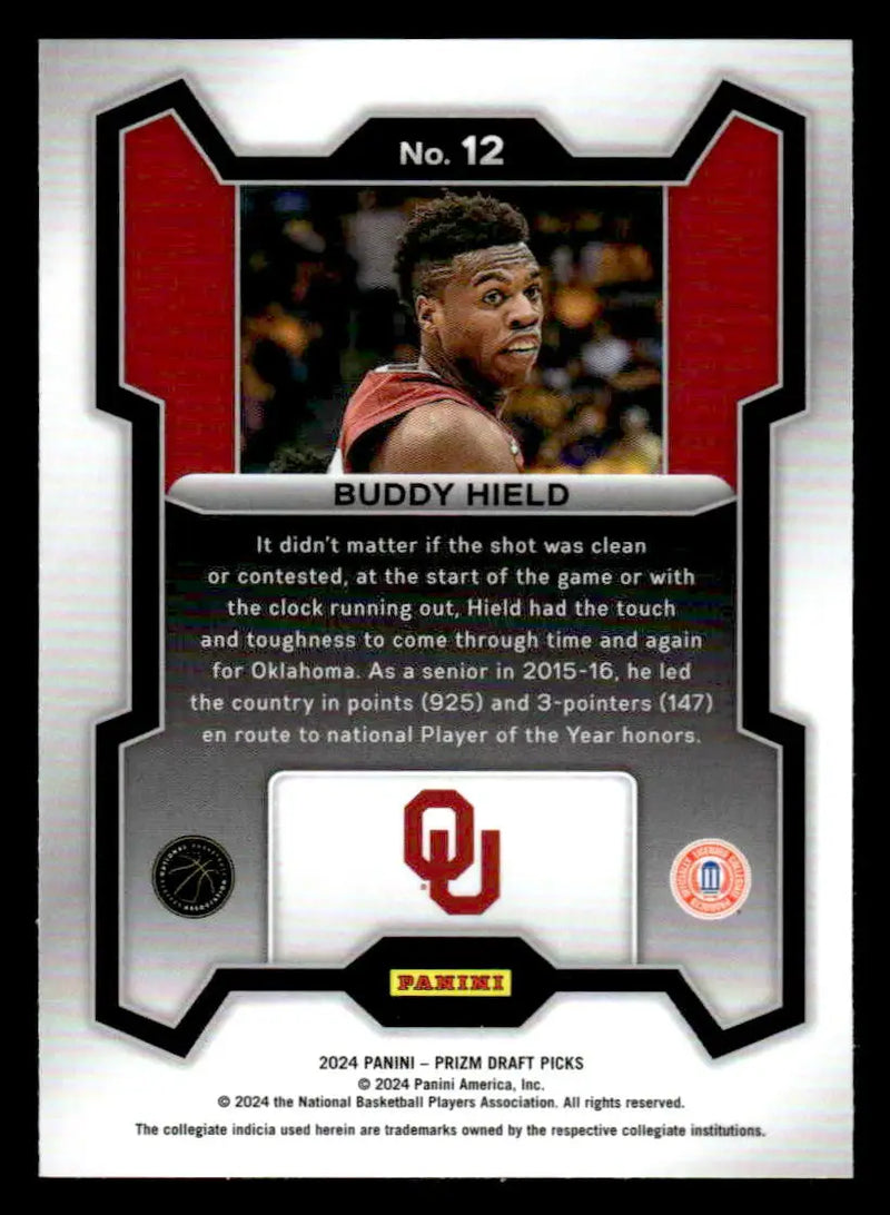 2024 Panini Prizm Draft Picks #12 Buddy Hield Base Oklahoma - Basketball Card Single