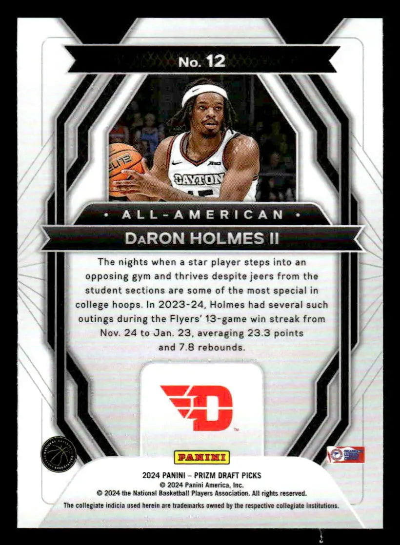 2024 Panini Prizm Draft Picks #12 DaRon Holmes II All-American Dayton - Basketball Card Single